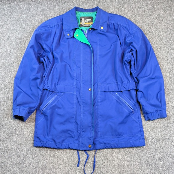 London Fog Vintage 90s Parka Jacket Large Blue Gorpcore Retro Windbreaker Coat — photo 2